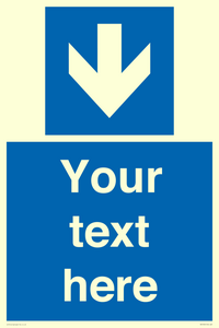 Custom Mandatory directional sign, blue arrow down